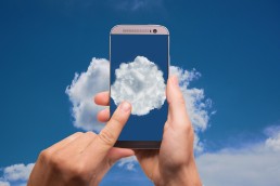 mobile phone with cloud on it